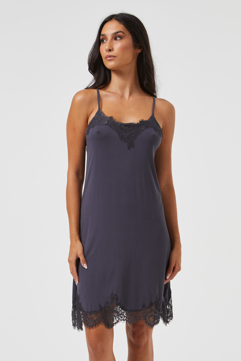 JERSEY SLIP DRESS WITH LACE