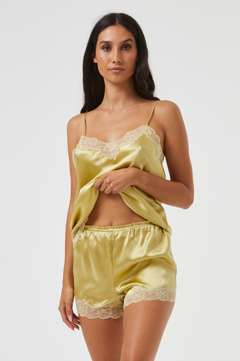SATIN CULOTTE SHORTS WITH LACE