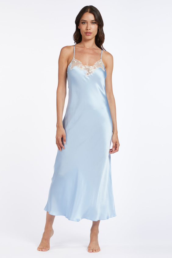 SATIN SLIP DRESS WITH LACE