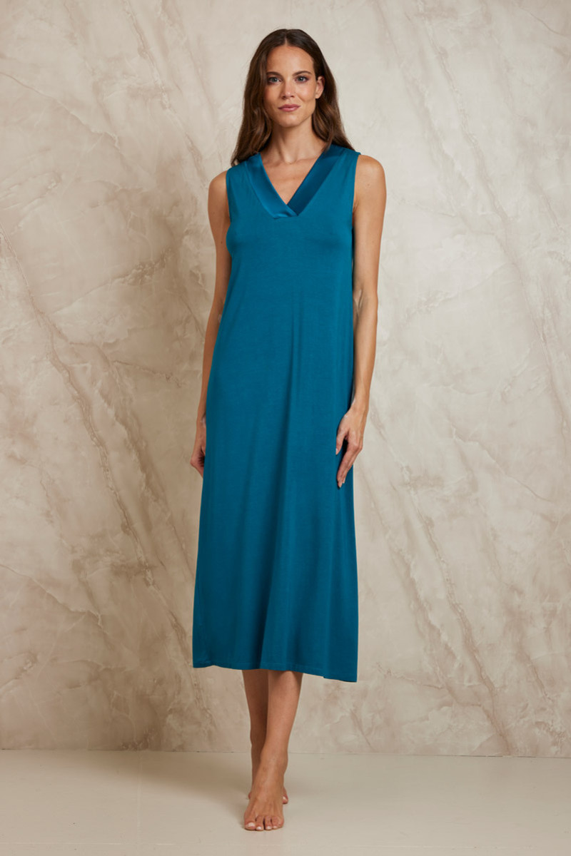 CAMICIA DA NOTTE IN JERSEY CON DETTAGLI IN SETA