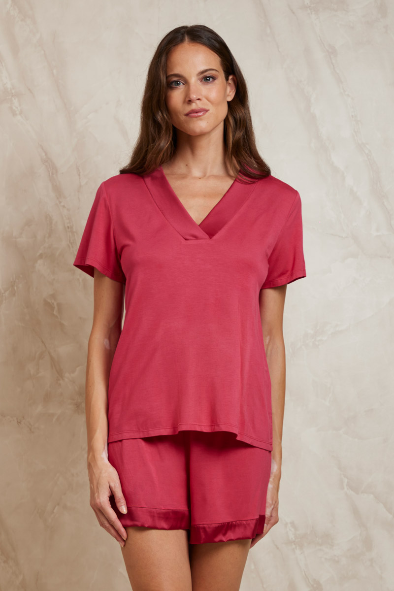 PIGIAMA IN JERSEY CON DETTAGLI IN SETA