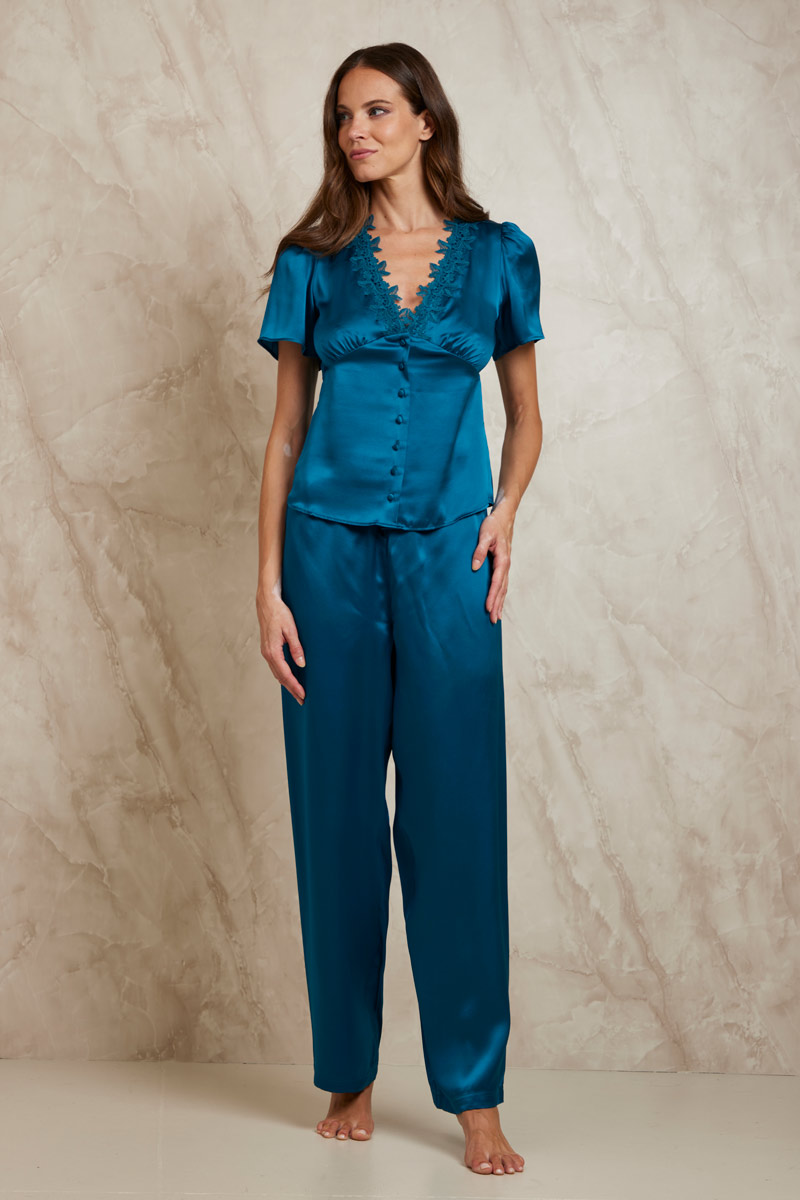 TOP IN SETA CON PIZZO