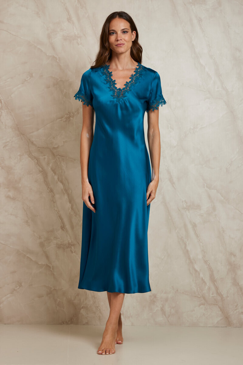 CAMICIA DA NOTTE LUNGA IN SETA