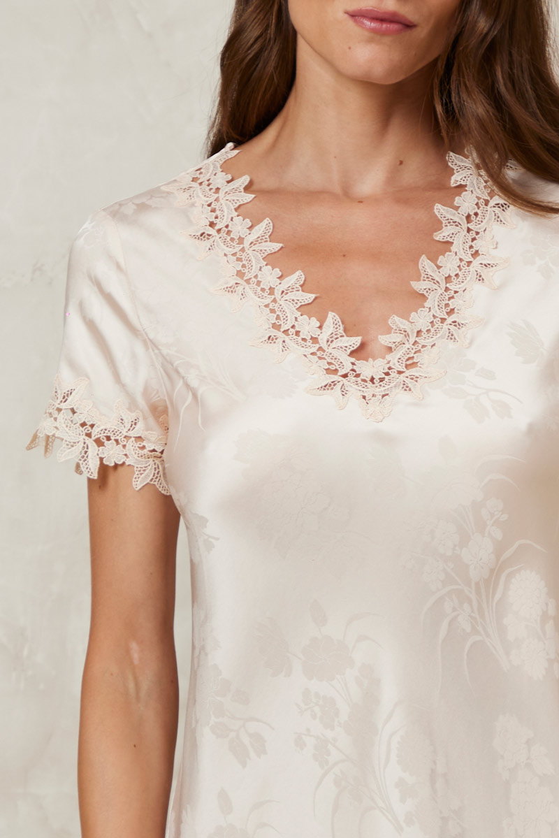 CAMICIA DA NOTTE LUNGA IN JACQUARD