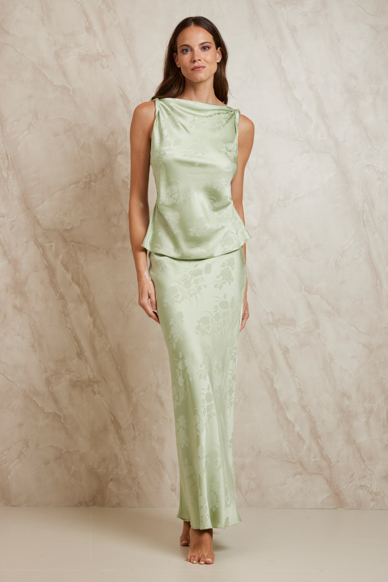 TOP IN JACQUARD CON SCOLLO A BARCA