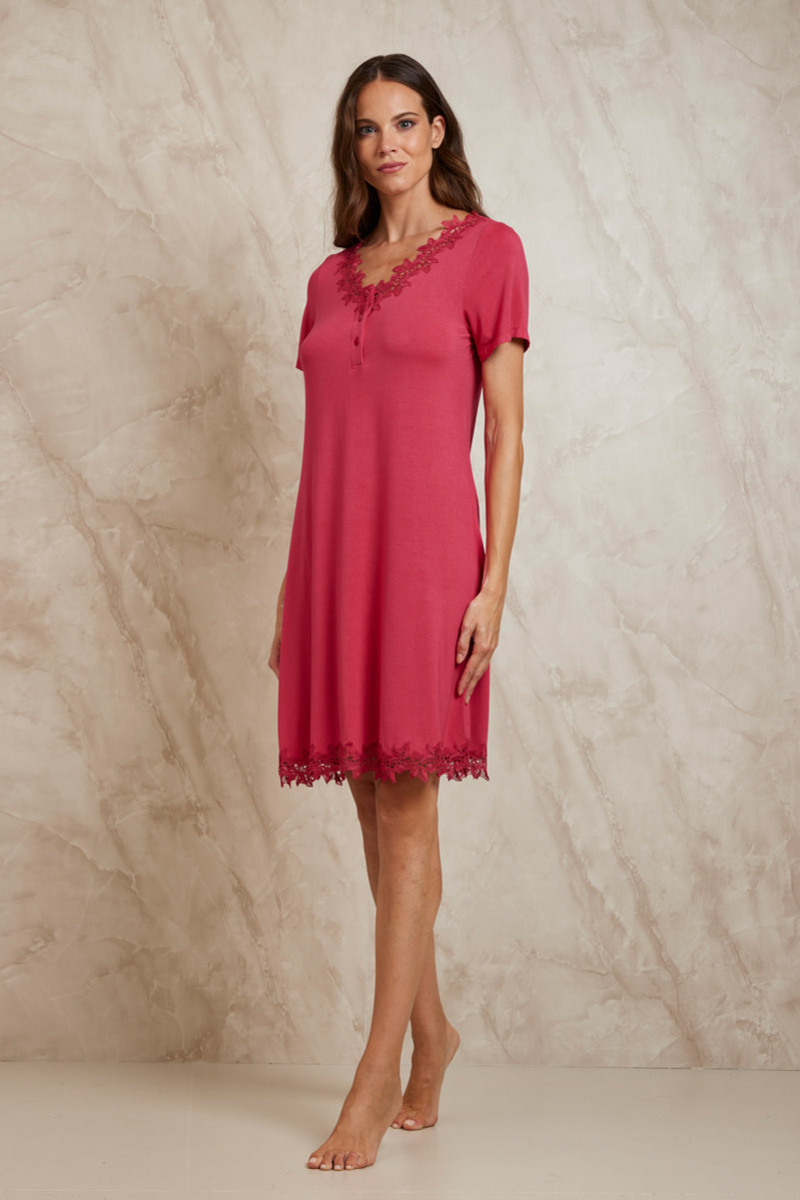 CAMICIA DA NOTTE IN JERSEY CON PIZZO