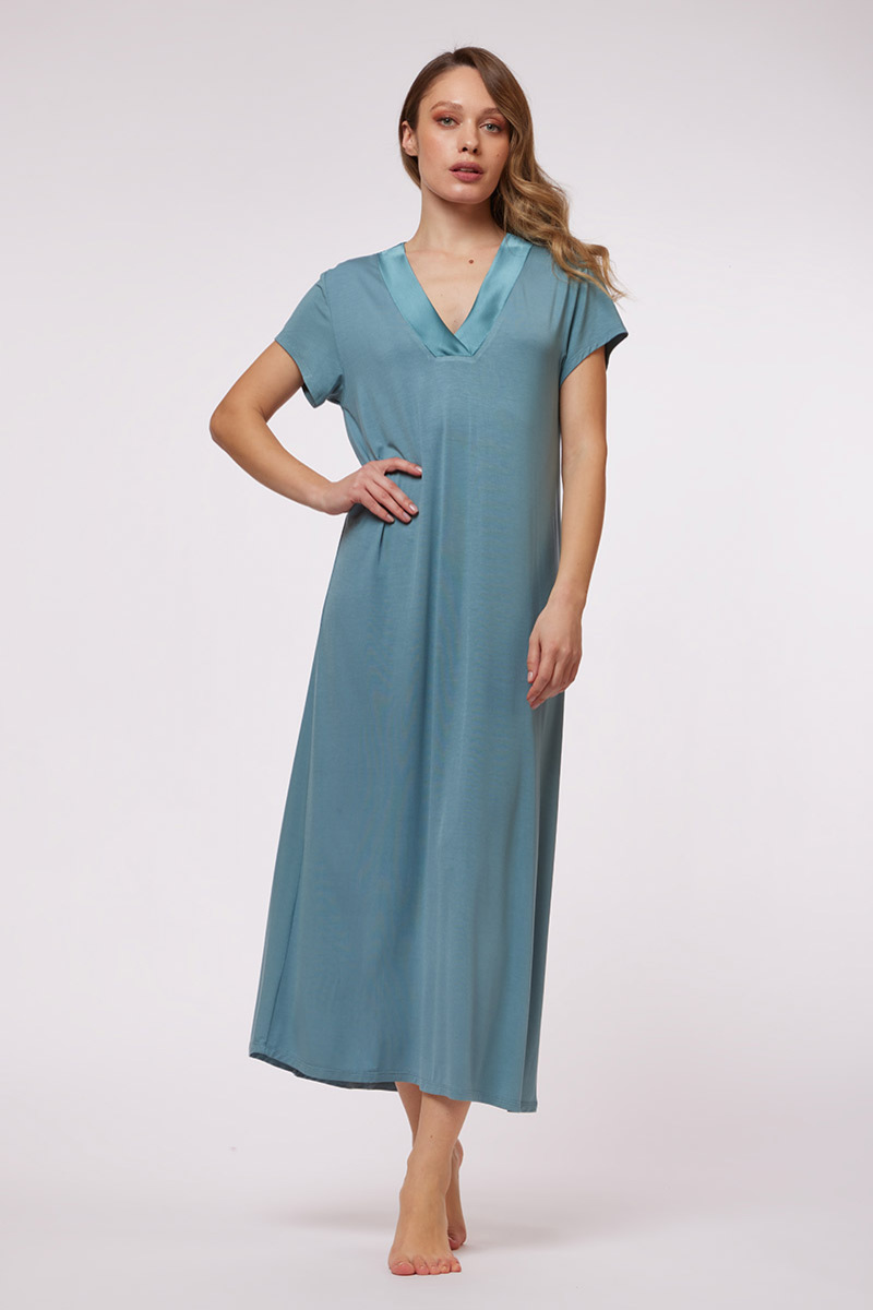 CAMICIA DA NOTTE IN JERSEY CON DETTAGLI IN SATIN