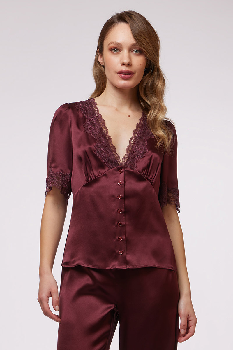 TOP IN SETA CON PIZZO