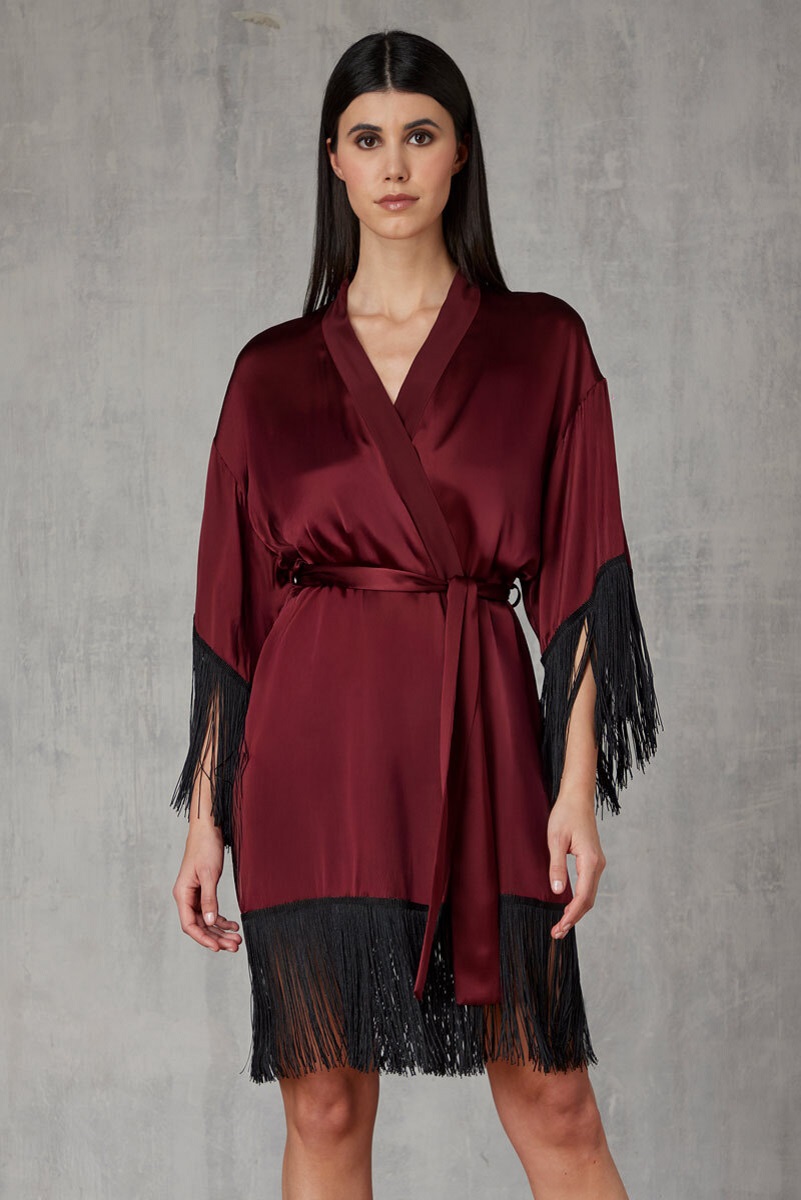 SILIK KIMONO WITH FRINGES