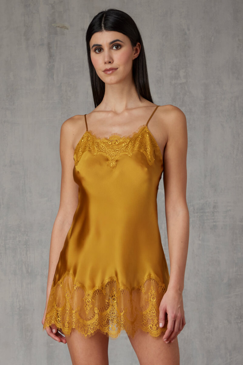 SLIP DRESS IN SETA CON PIZZO