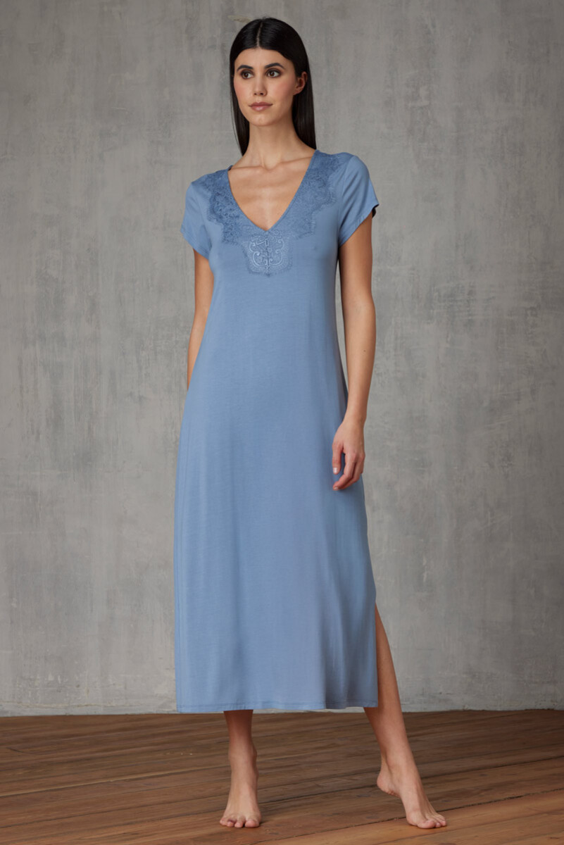 CAMICIA DA NOTTE LUNGA IN JERSEY CON PIZZO