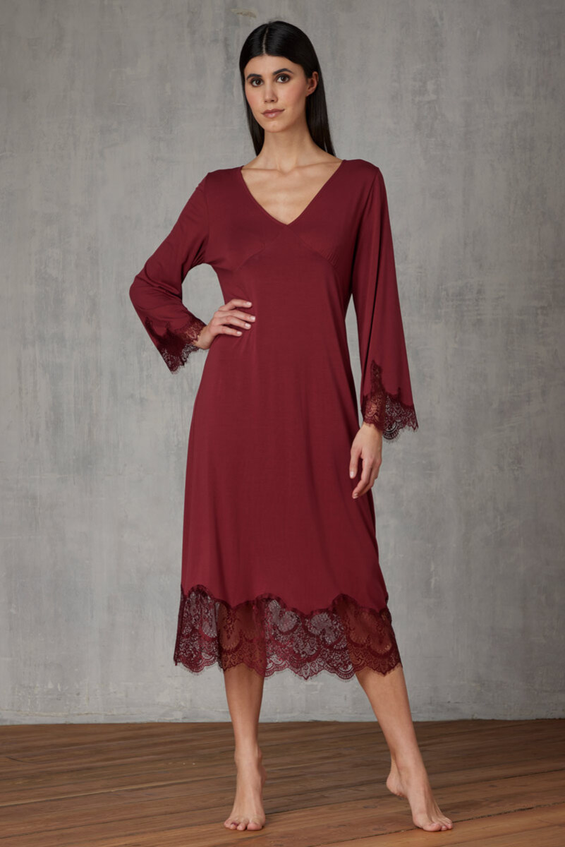 CAMICIA DA NOTTE LUNGA IN JERSEY CON PIZZO