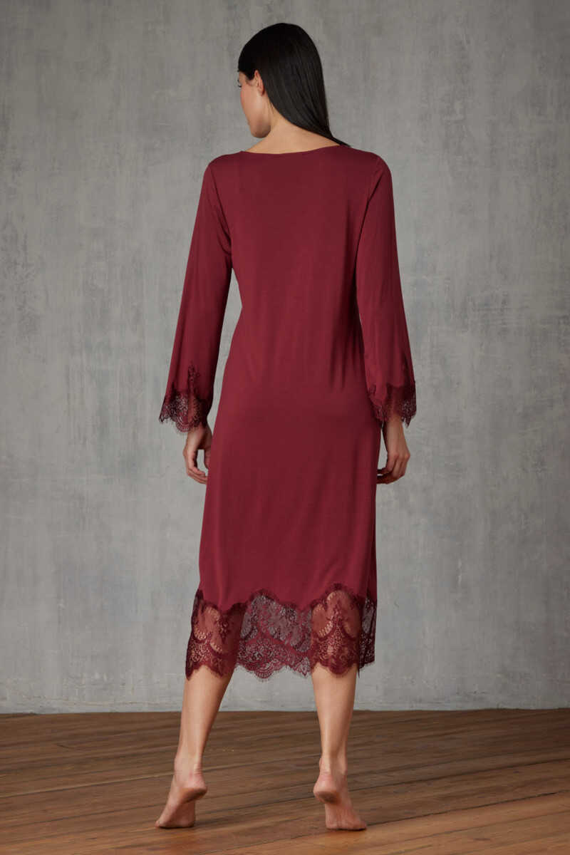 CAMICIA DA NOTTE LUNGA IN JERSEY CON PIZZO